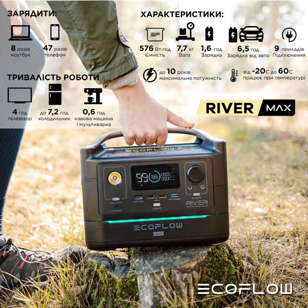 Зарядна станція EcoFlow RIVER Max (576 Вт·год) - Refurbished REF-EFRIVER600MAX-EU фото